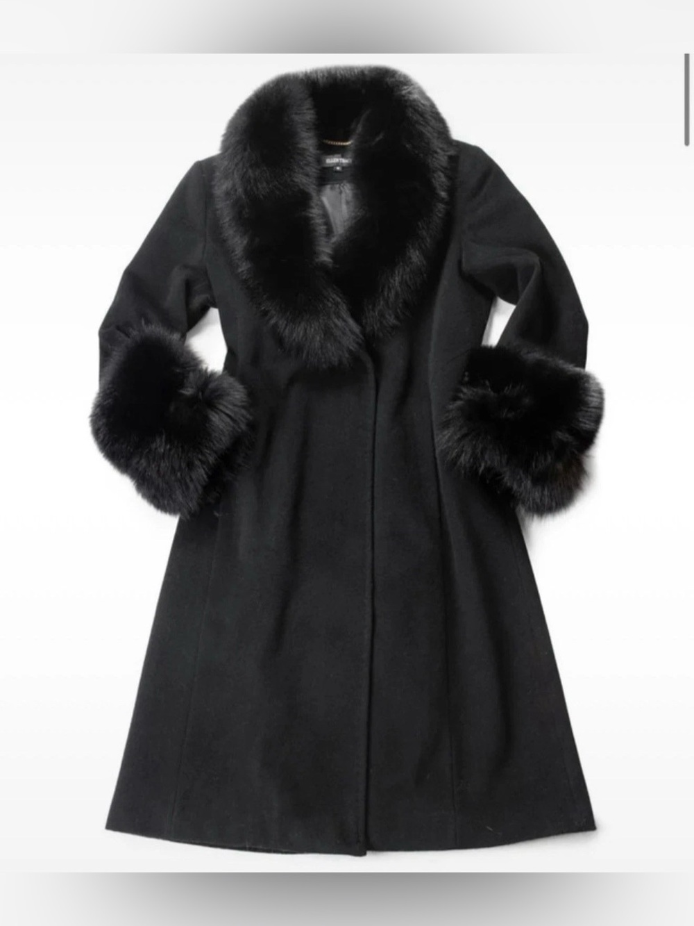 Ellen Tracy Fox Wool Long Trench Coat